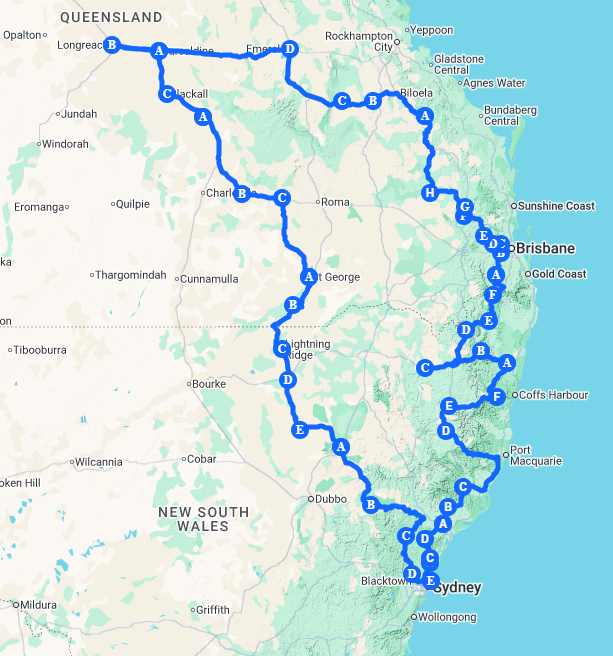 Longreach trip updated map